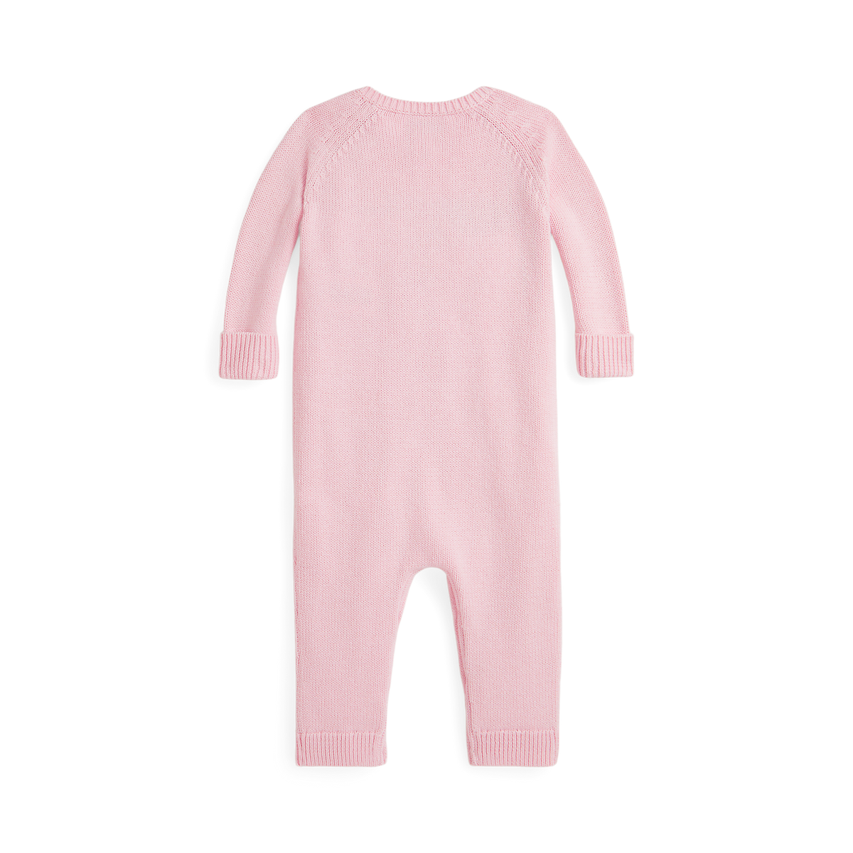 Long-Sleeve Combed Cotton Flag Sweater Coverall in Pink