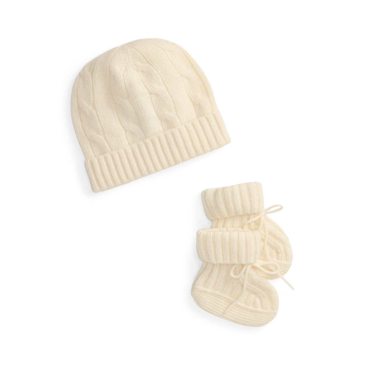 Cashmere Baby Hat with Bootie in Warm White