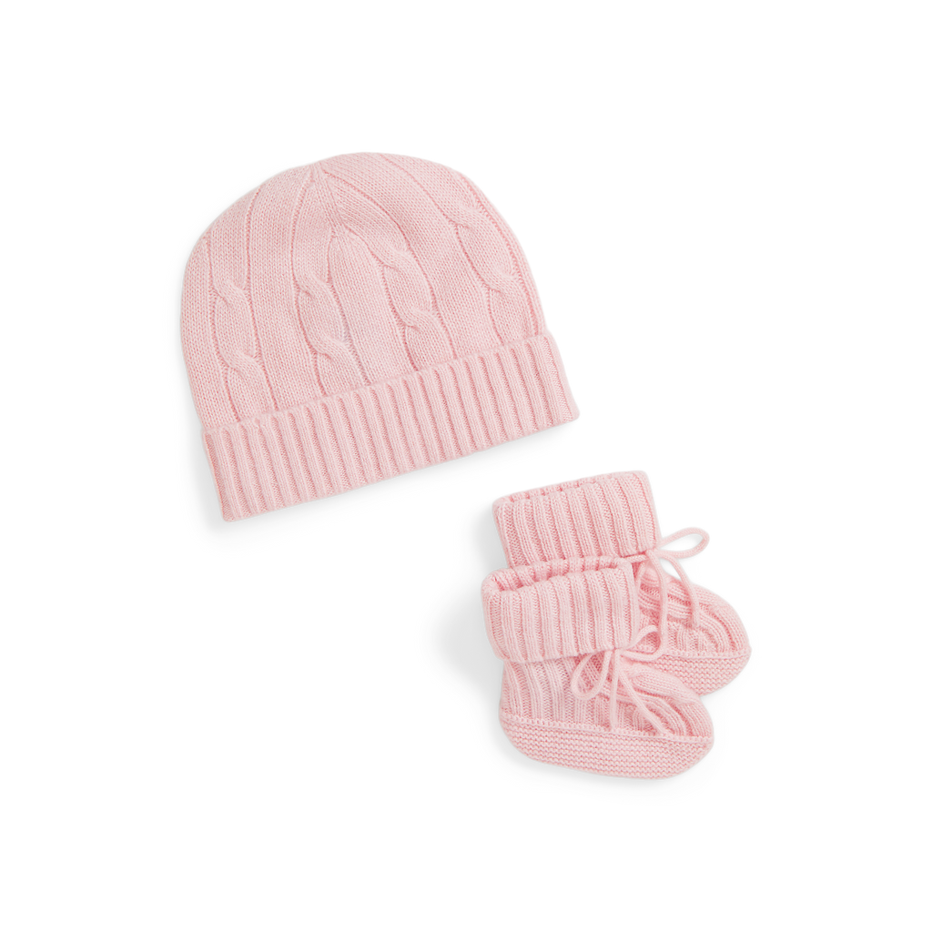 Cashmere Baby Hat with Bootie in Morning Pink