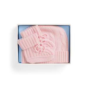 Cashmere Baby Hat with Bootie in Morning Pink
