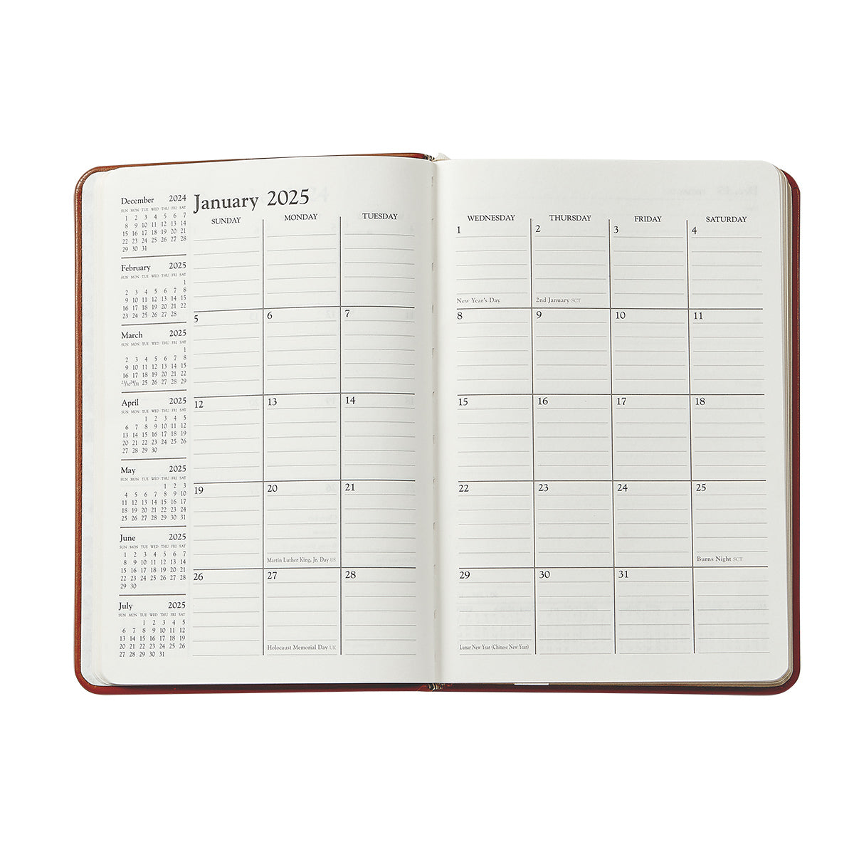 2026 Daily Journal in Wine Pebble Grain Leather