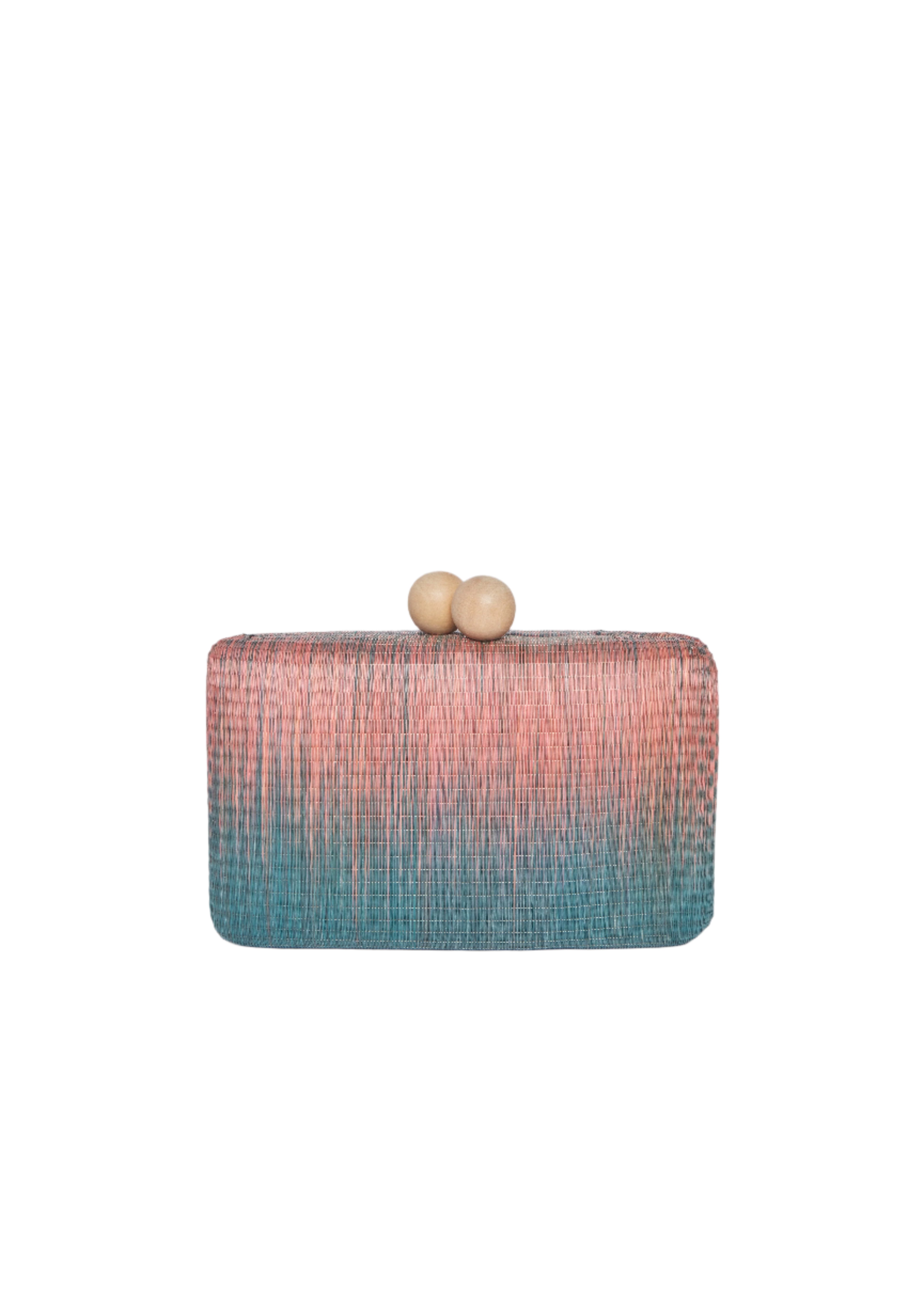 Akna Woven Ombre Straw Clutch Bag in Pink & Blue