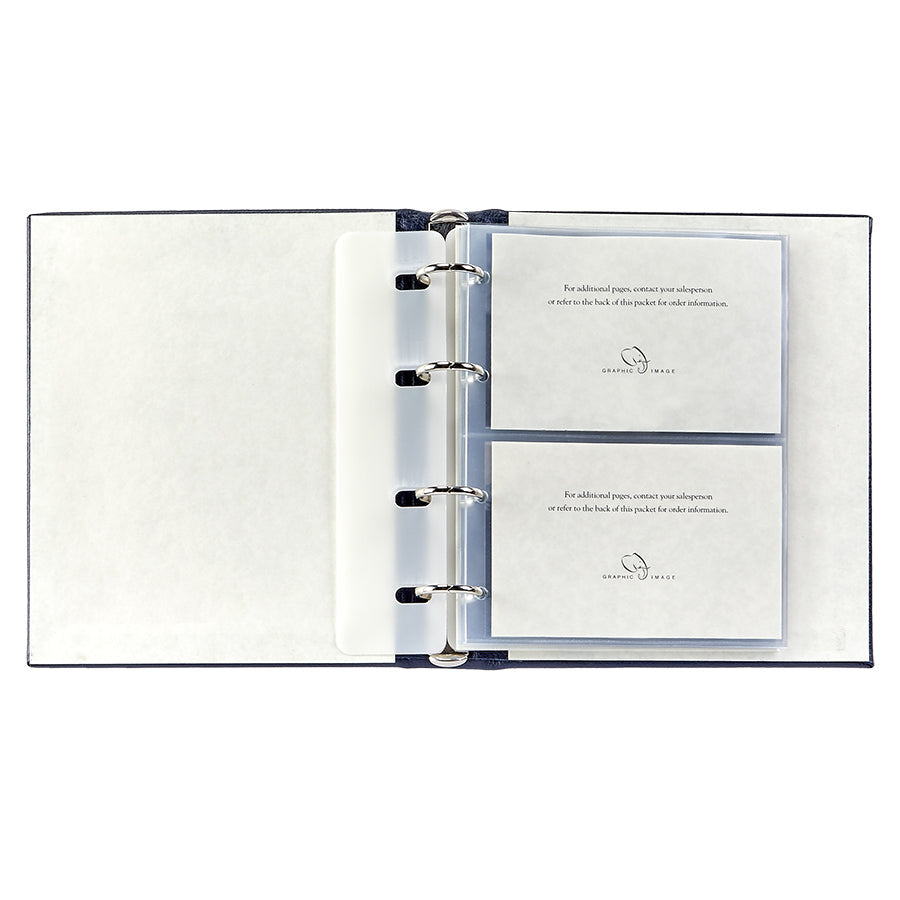 Medium 4-Ring Clear Pocket Album in Slate Blue Pebble Grain Leather