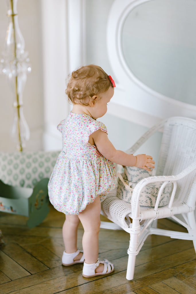 Alizee Cherry Ruffled Sleeve Bubble Romper