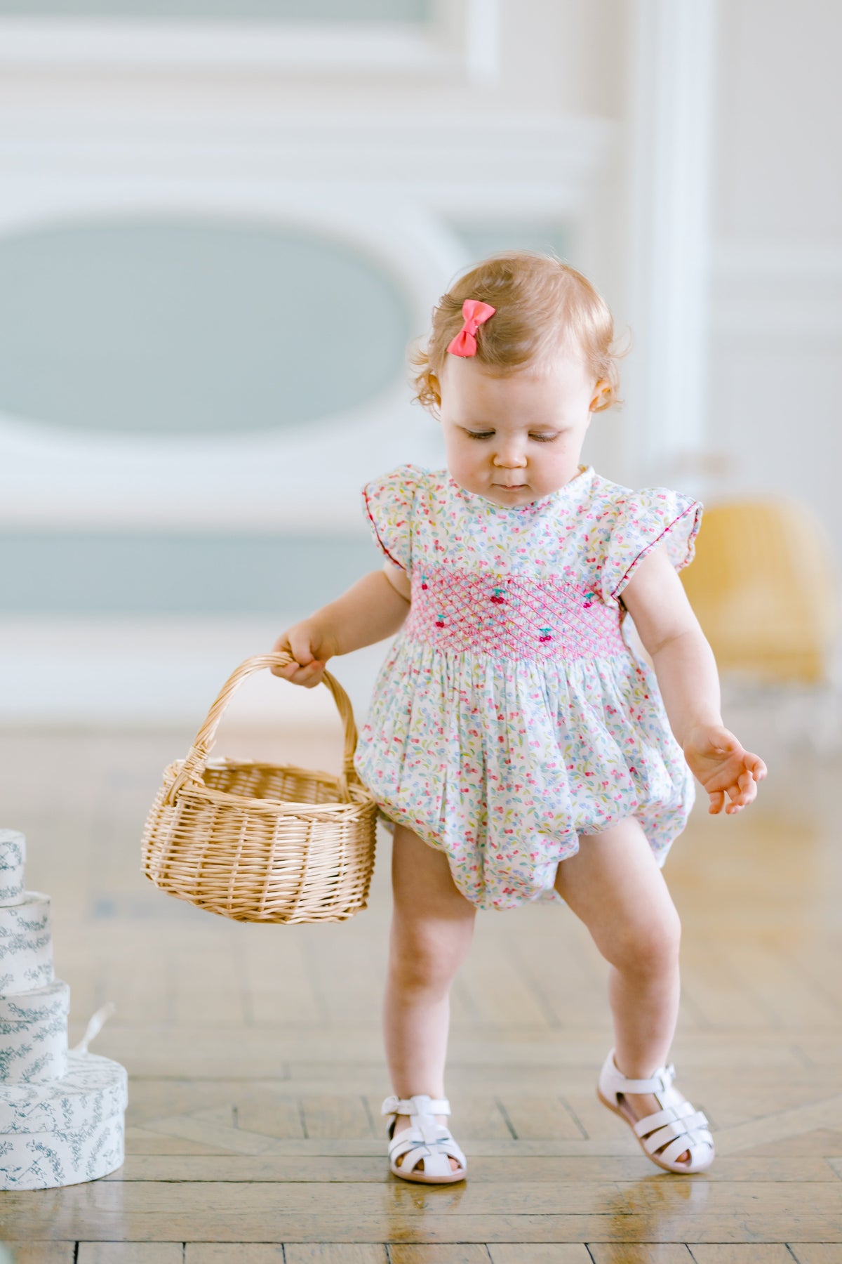 Alizee Cherry Ruffled Sleeve Bubble Romper