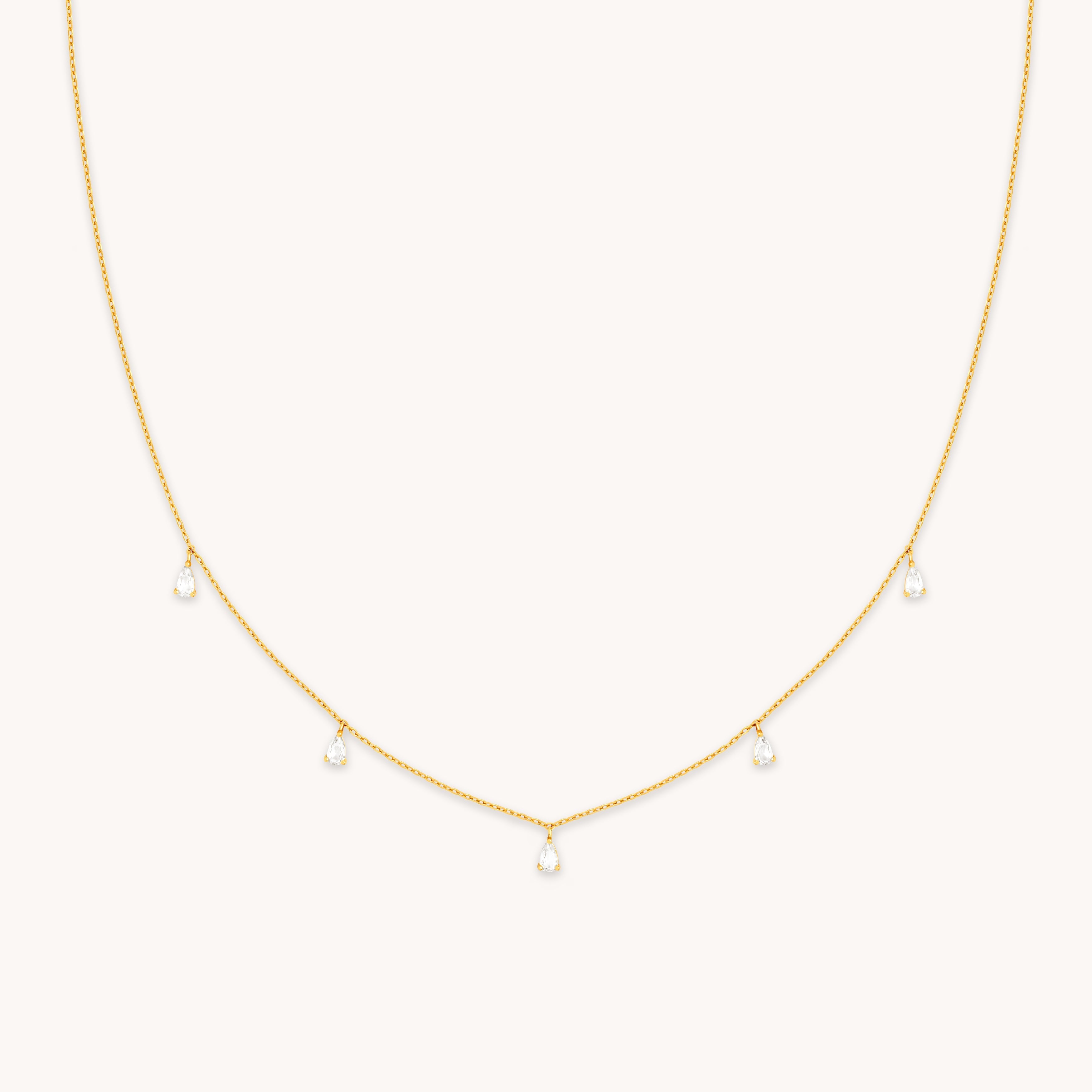 Crystal Charm Necklace in Gold