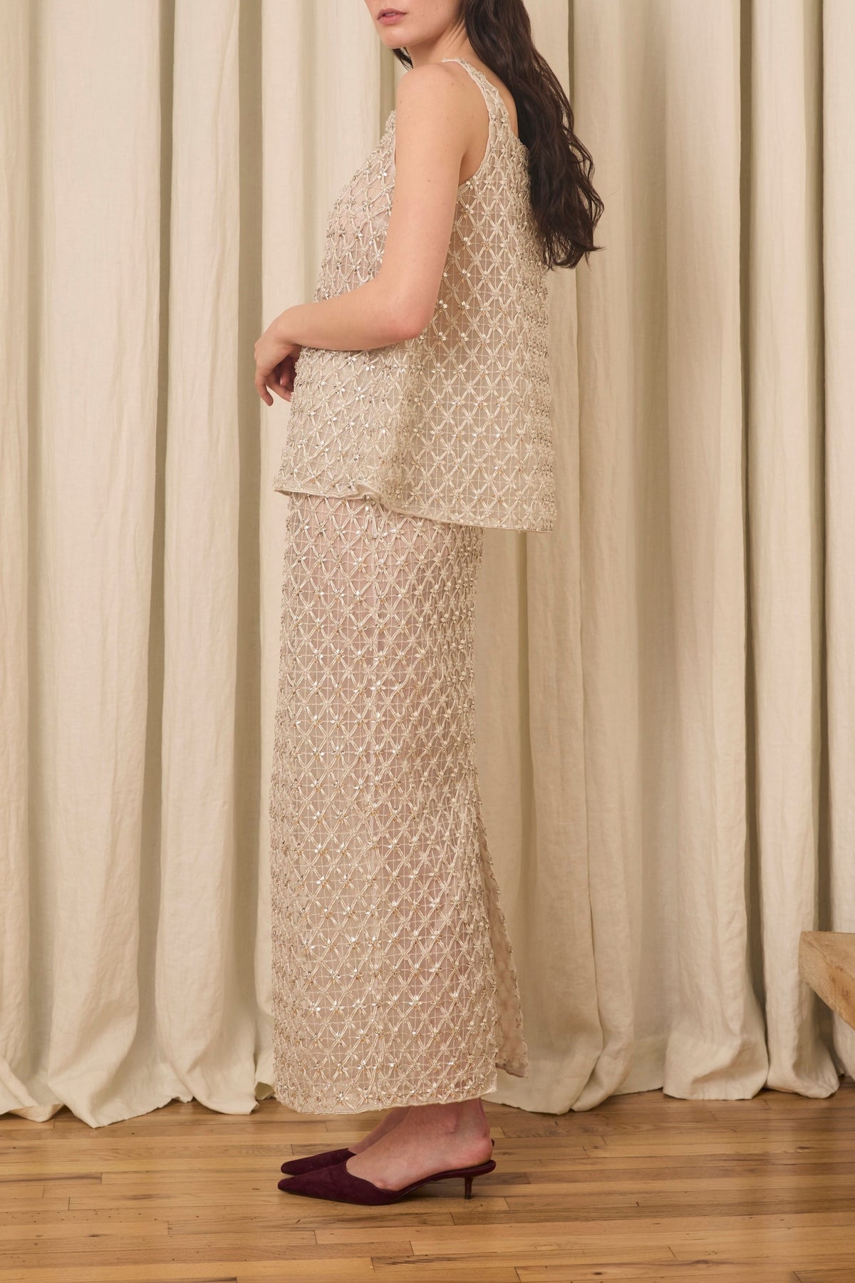 Amah Pencil Skirt in Crystal Lattice