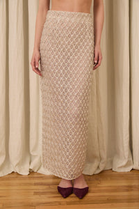 Amah Pencil Skirt in Crystal Lattice