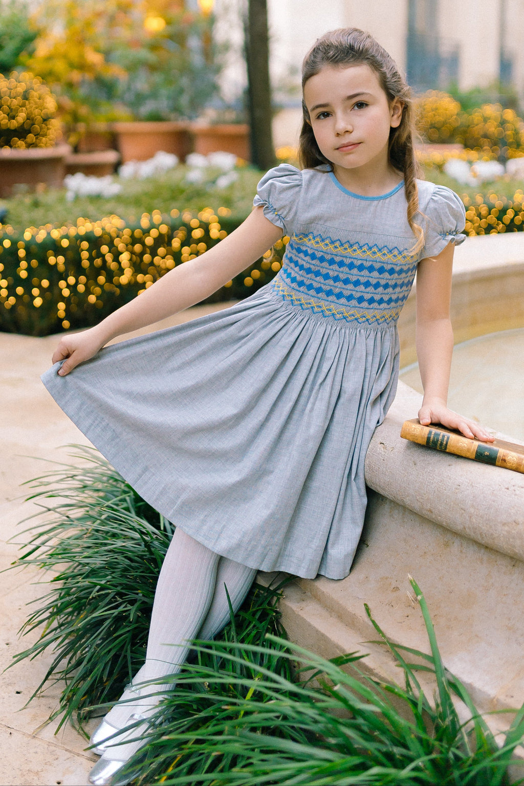 Ambre Grey Flannel Smocked Dress