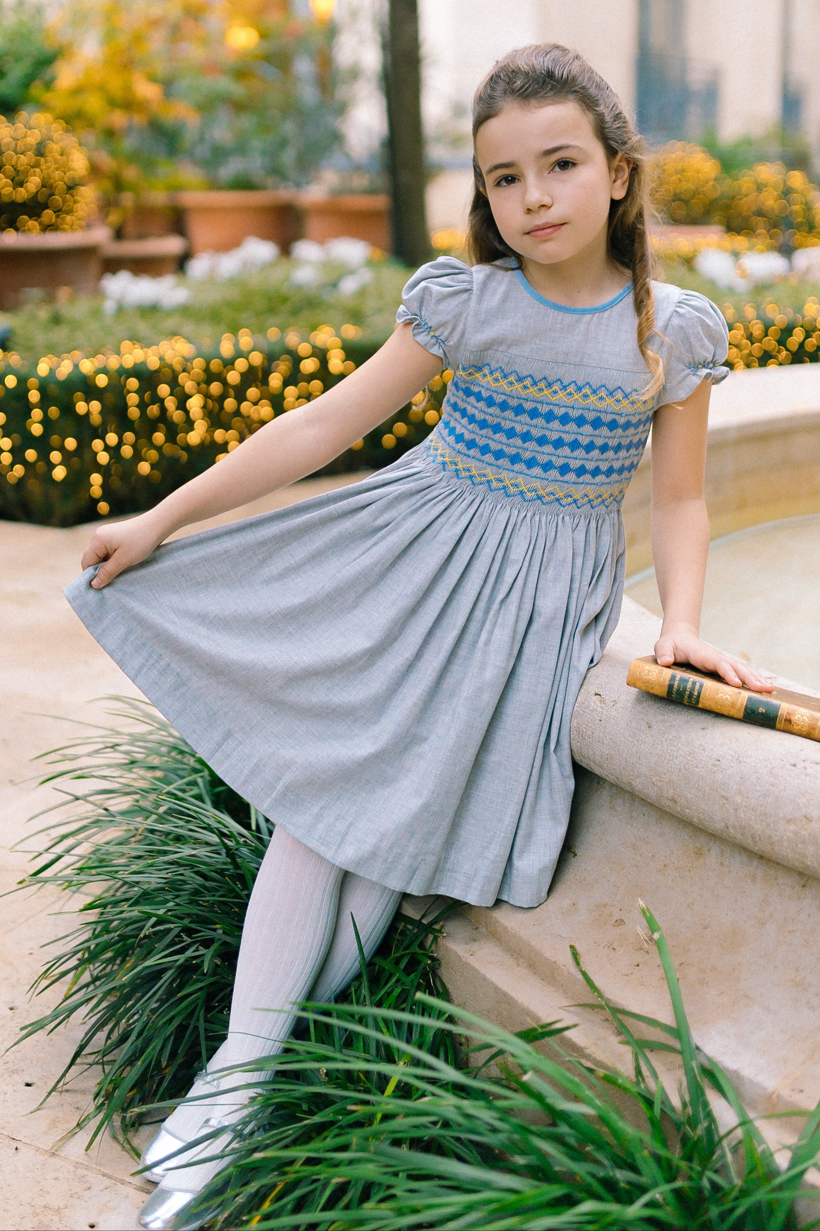 Ambre Grey Flannel Smocked Dress