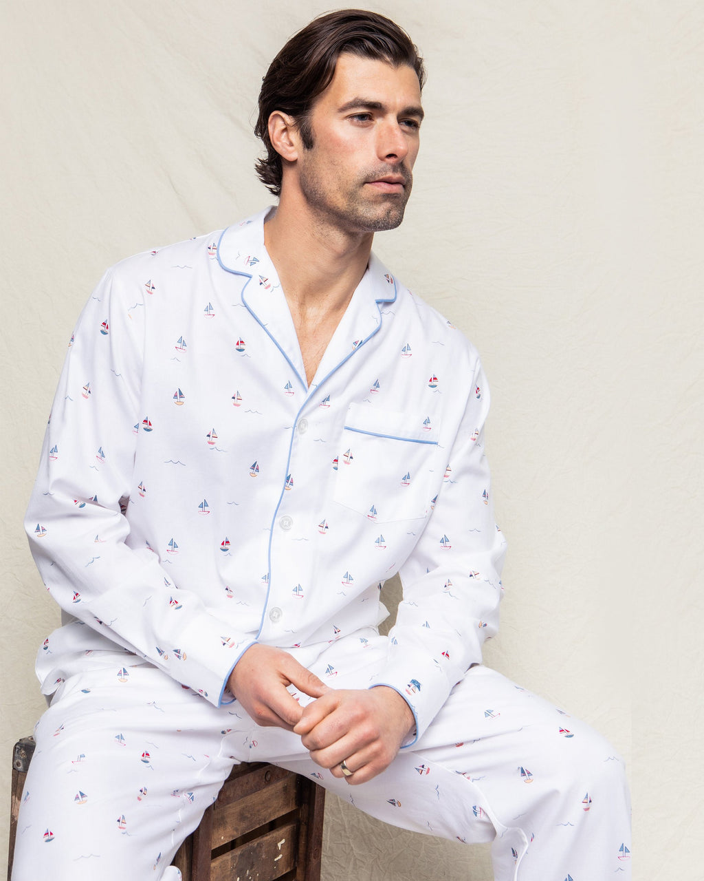 Men’s Twill Pajama Set in Bateau