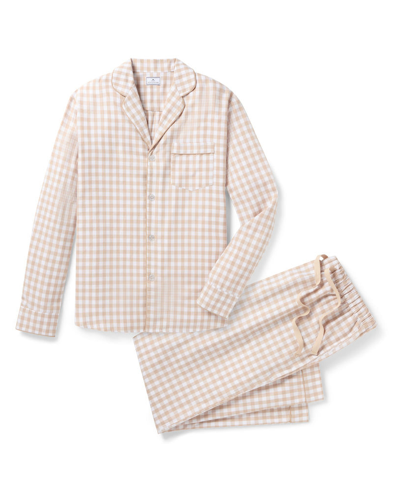 Men’s Twill Pajama Set in Camel Gingham