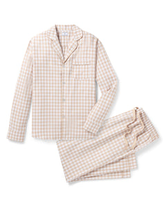Men’s Twill Pajama Set in Camel Gingham
