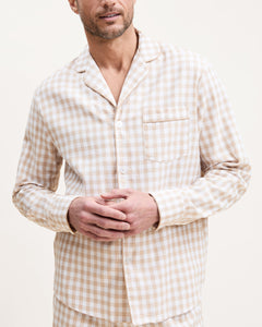 Men’s Twill Pajama Set in Camel Gingham