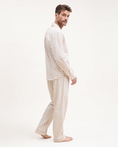 Men’s Twill Pajama Set in Camel Gingham