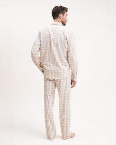 Men’s Twill Pajama Set in Camel Gingham