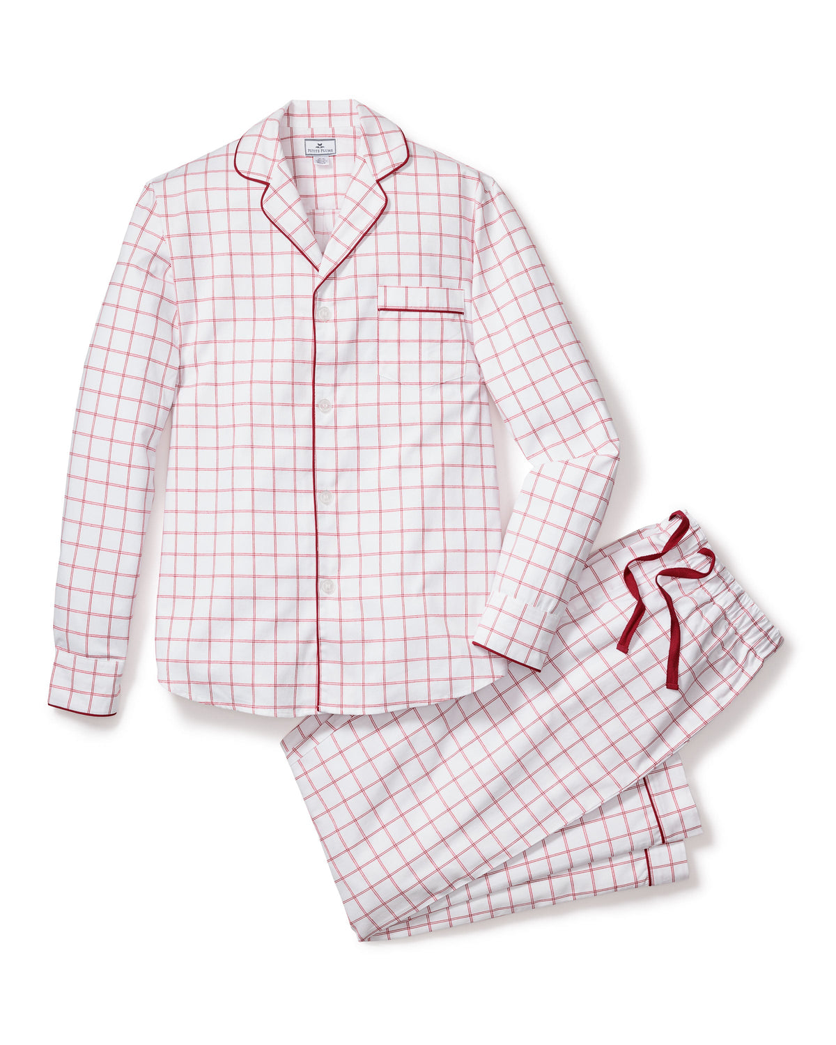 Men’s Twill Pajama Set in Garnet Tattersall