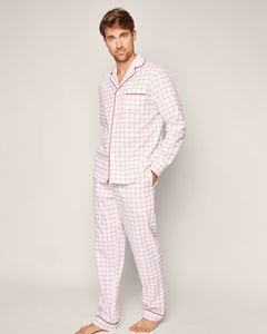 Men’s Twill Pajama Set in Garnet Tattersall