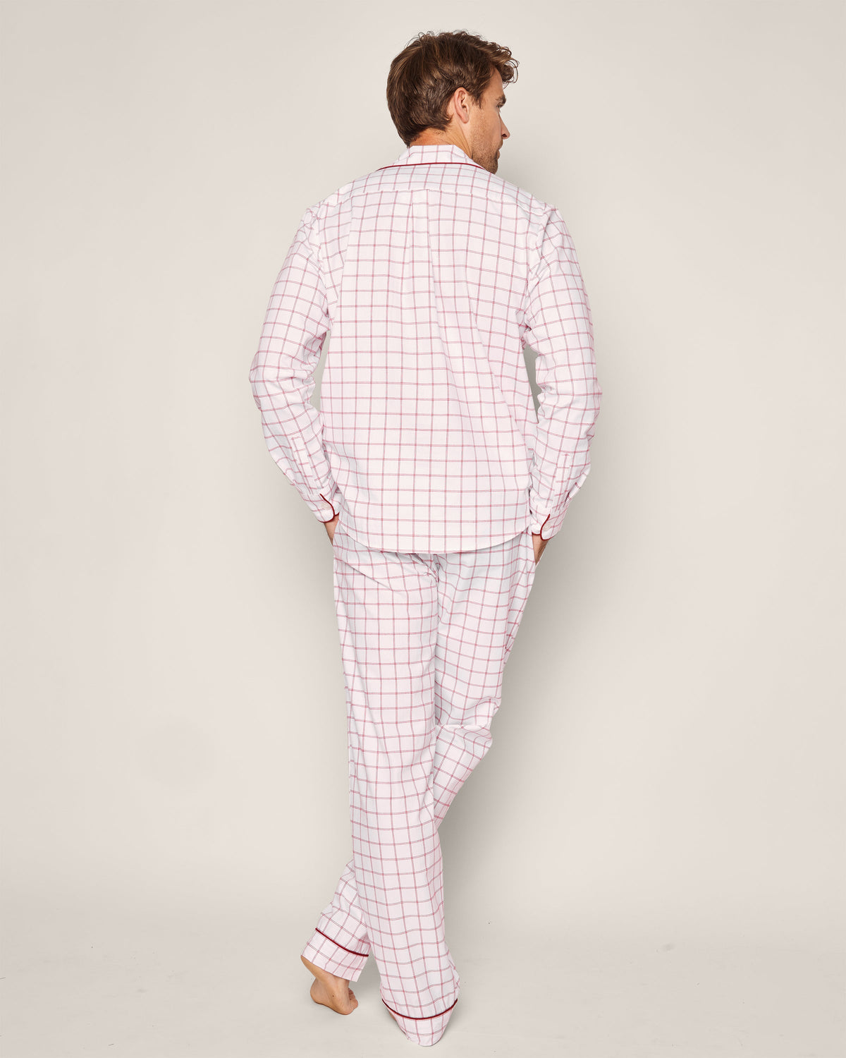 Men’s Twill Pajama Set in Garnet Tattersall