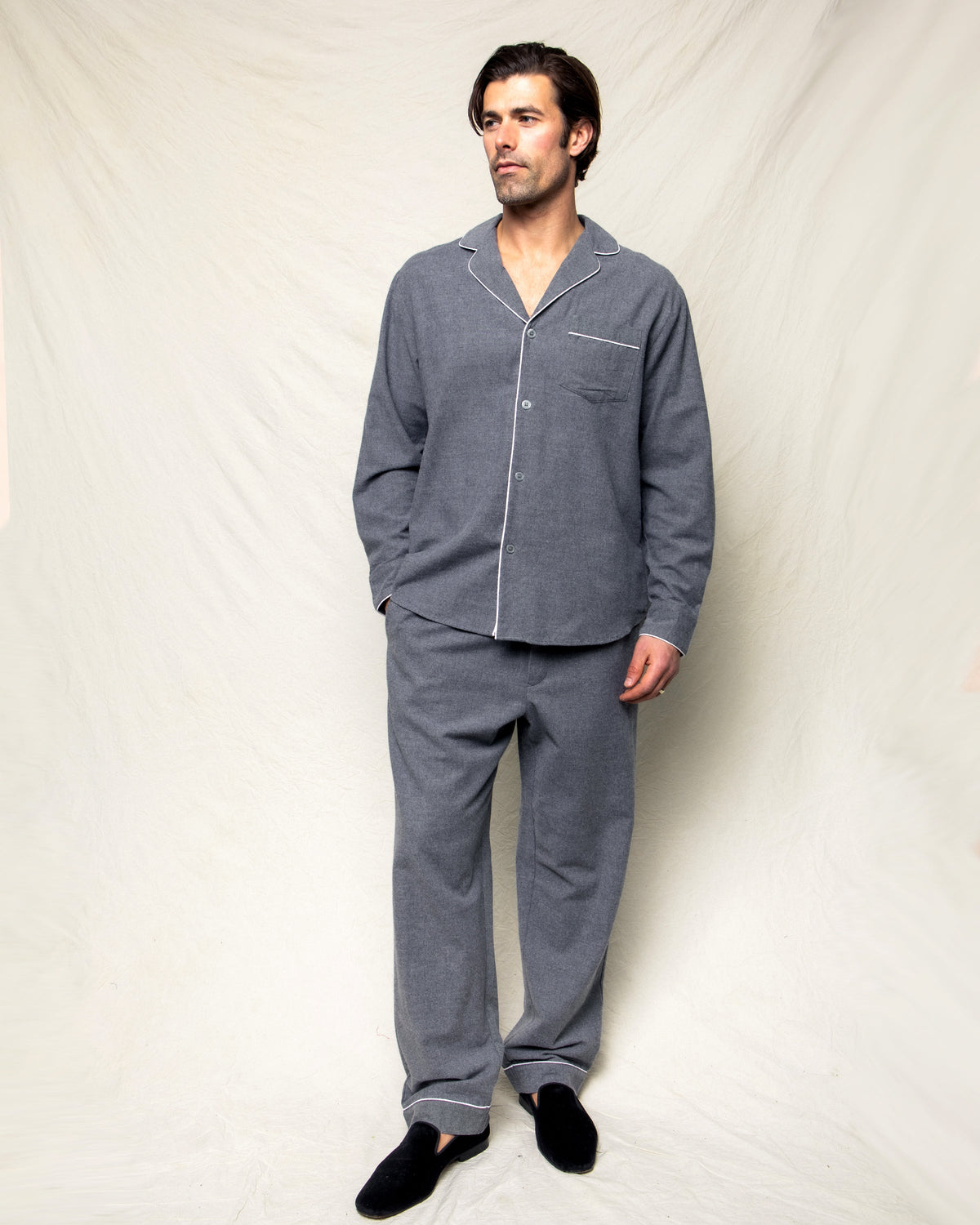 Men’s Flannel Pajama Set in Grey