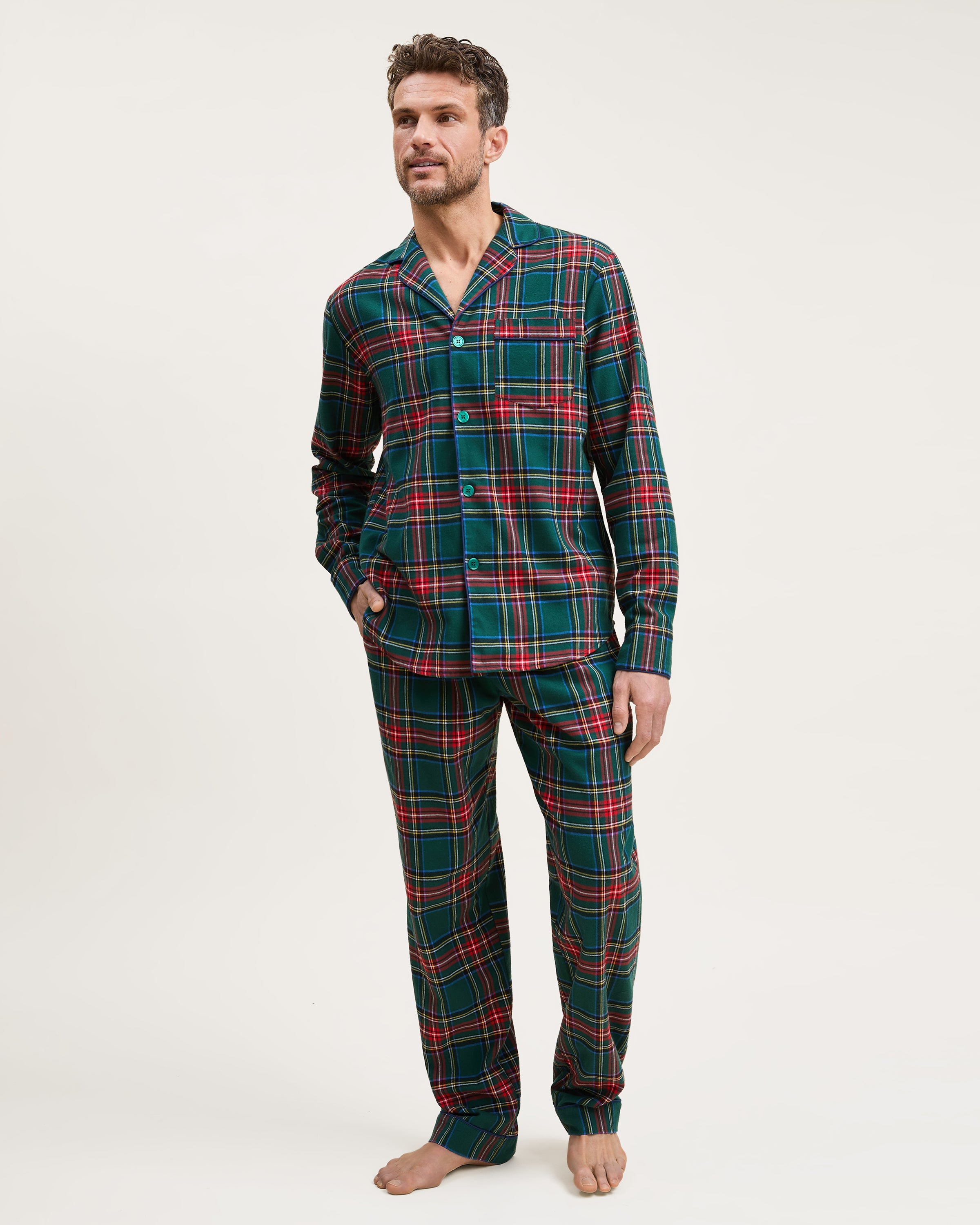 Men’s Brushed Twill Pajama Set in Kensington Tartan