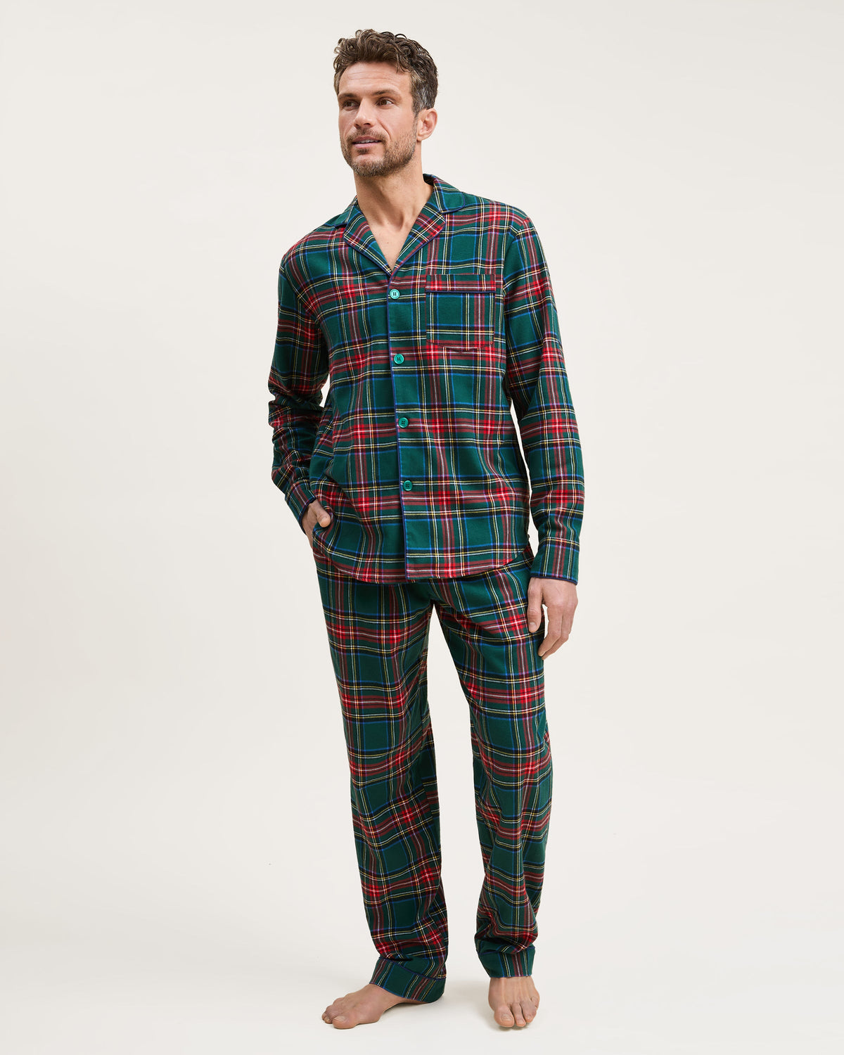 Men’s Brushed Twill Pajama Set in Kensington Tartan
