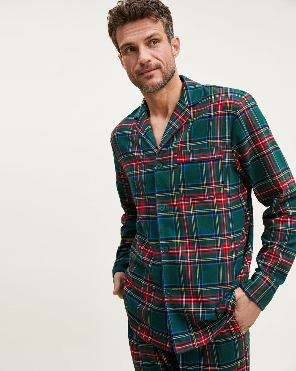 Men’s Brushed Twill Pajama Set in Kensington Tartan