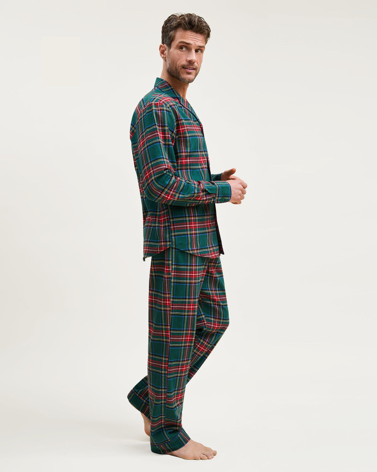 Men’s Brushed Twill Pajama Set in Kensington Tartan