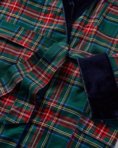 Men’s Brushed Twill Velvet Trim Robe in Kensington Tartan