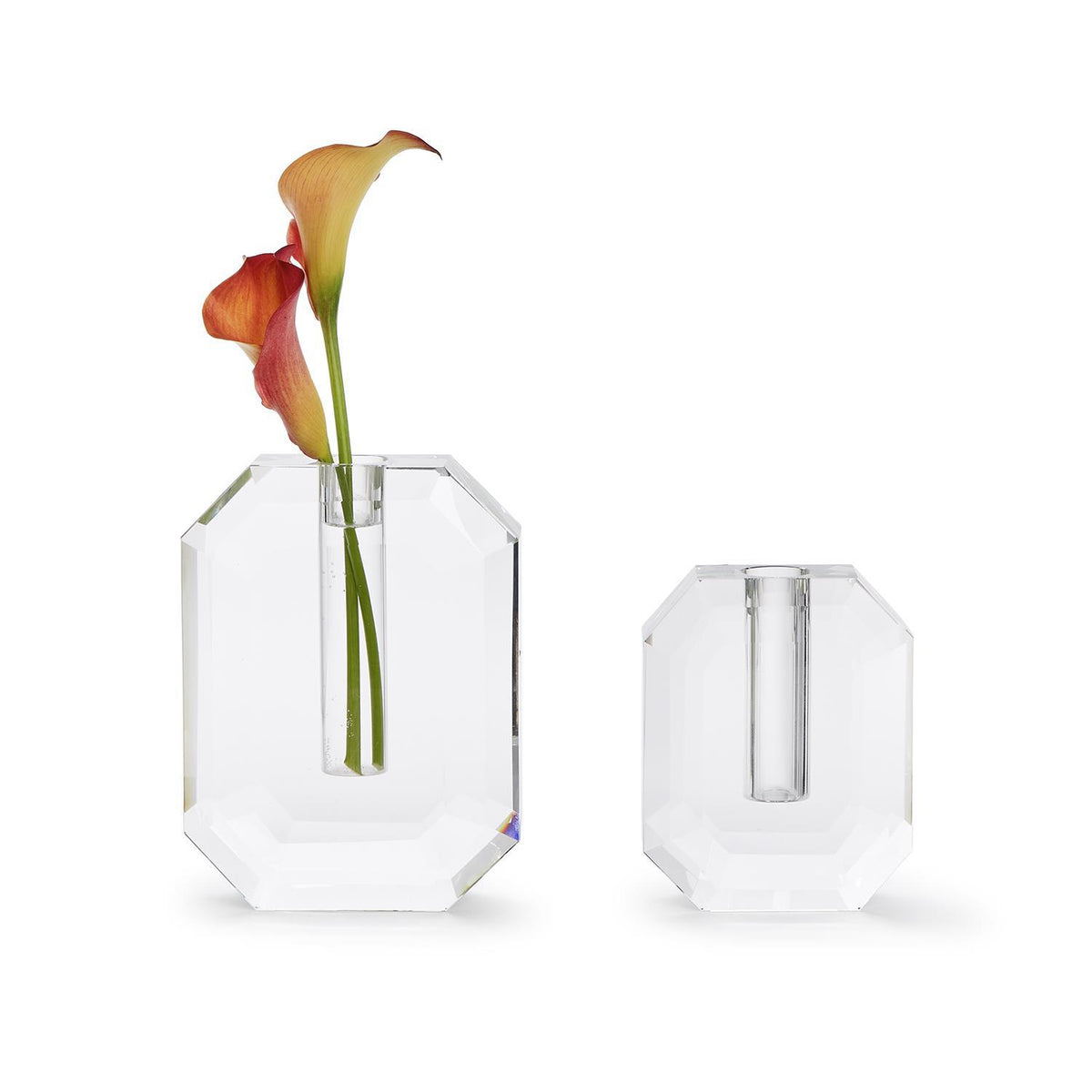 Hex Crystal Vase, Set of 2