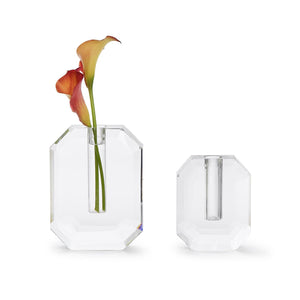 Hex Crystal Vase, Set of 2