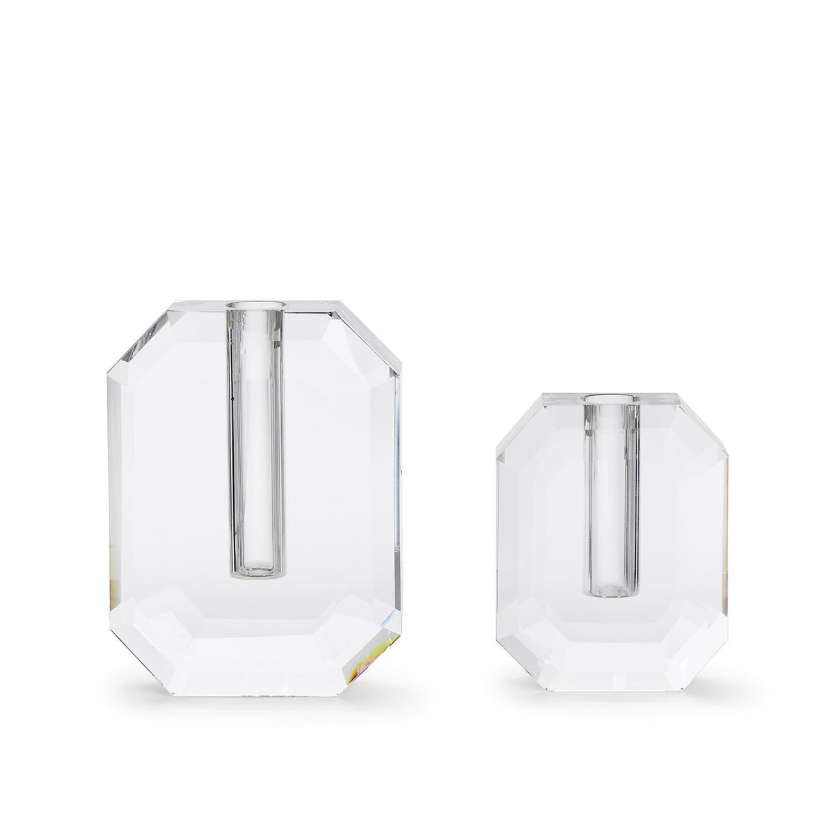 Hex Crystal Vase, Set of 2