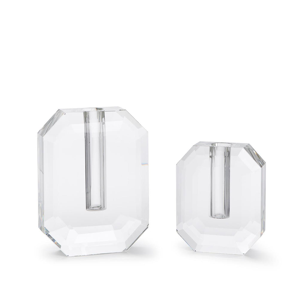 Hex Crystal Vase, Set of 2