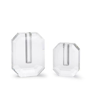 Hex Crystal Vase, Set of 2