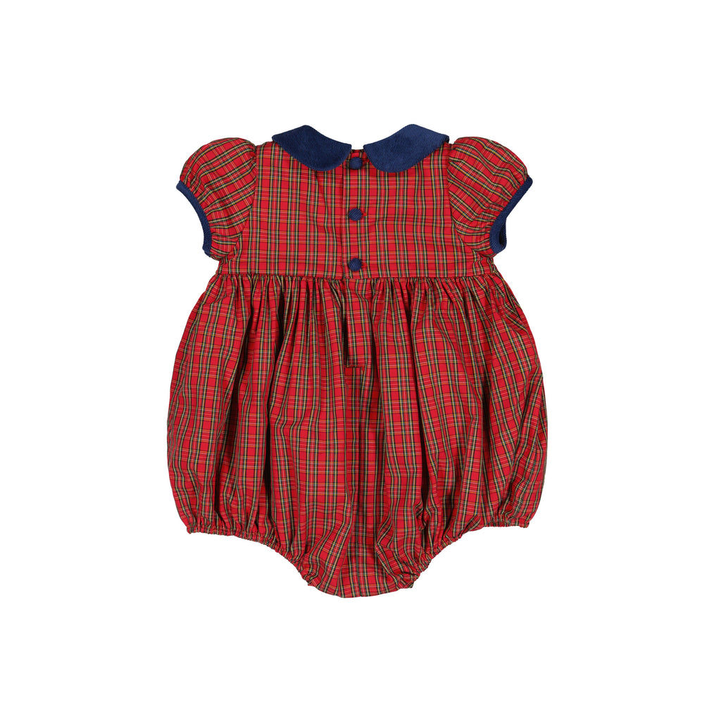 Angelica Red Tartan Short Sleeve Smocked Bubble