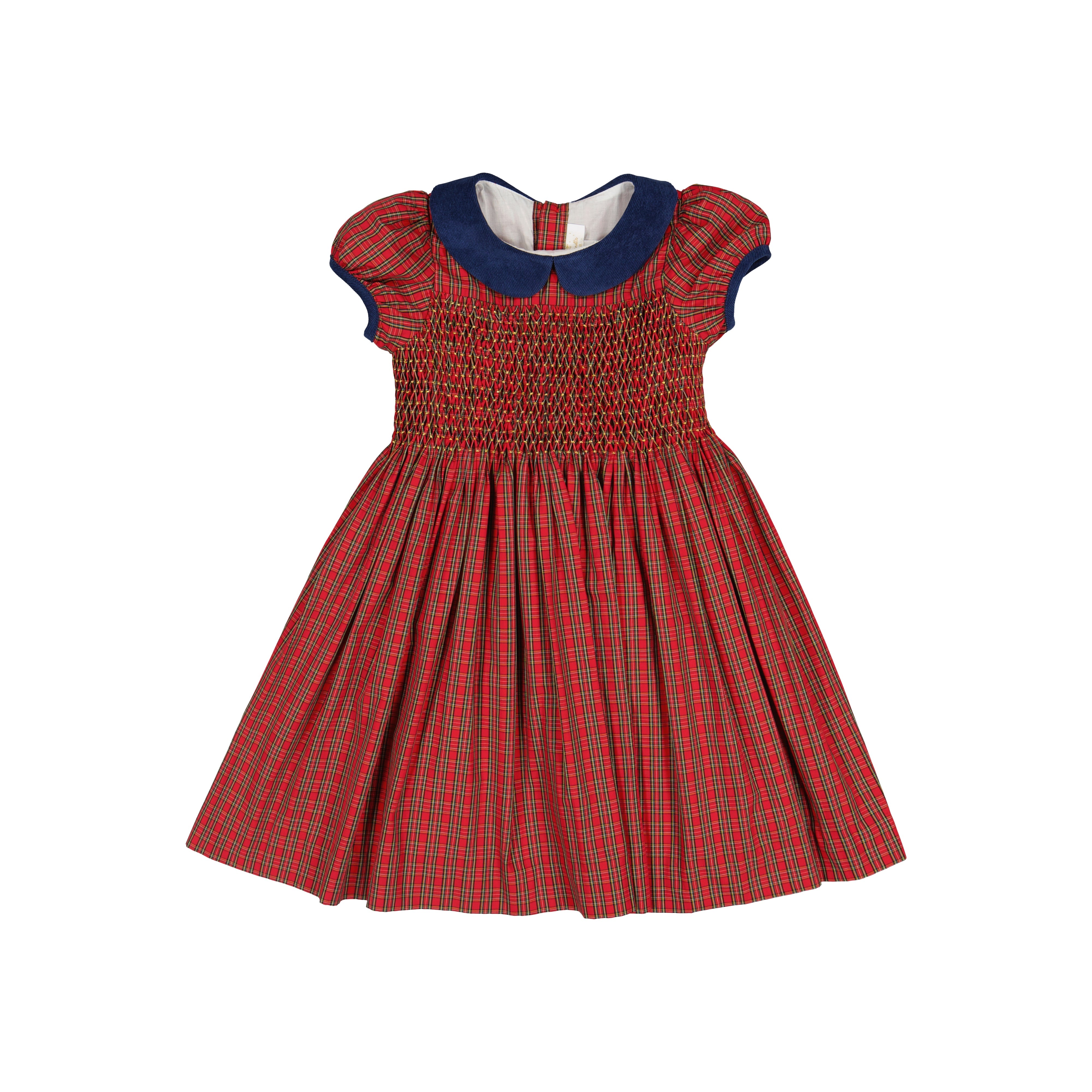 Angelica Red Tartan Short Sleeve Smocked Dress