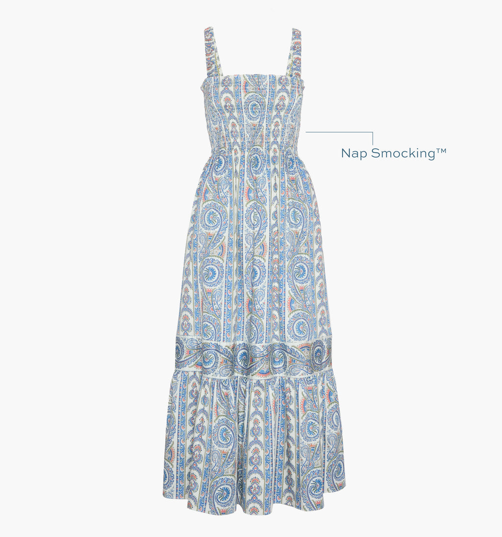 The Anjuli Nap Dress in Blue Corsica Paisley