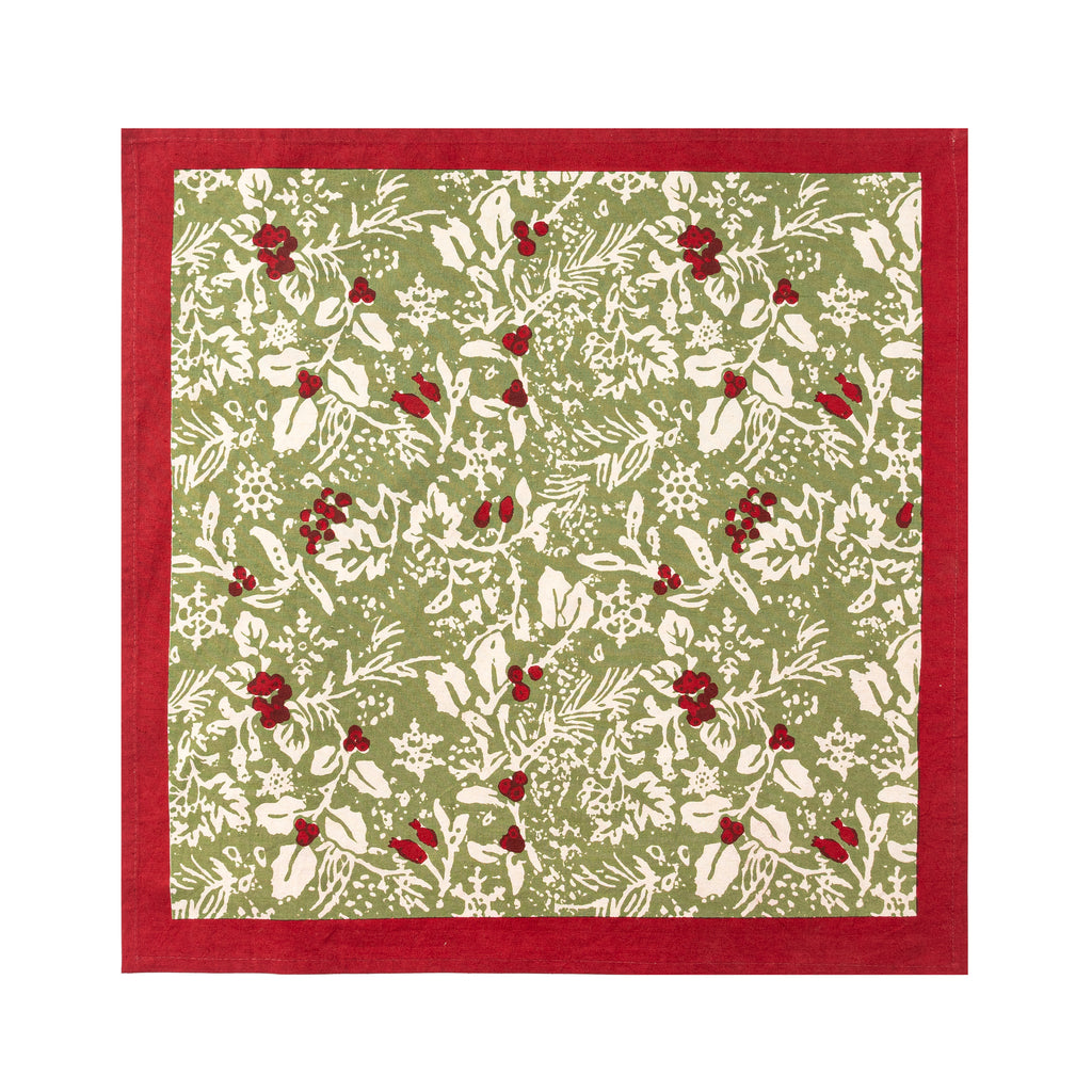 Baies de houx Napkins in Red & Green, Set of 6