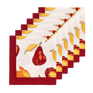 Orchard Pear Napkins in Burgundy, Set of 6