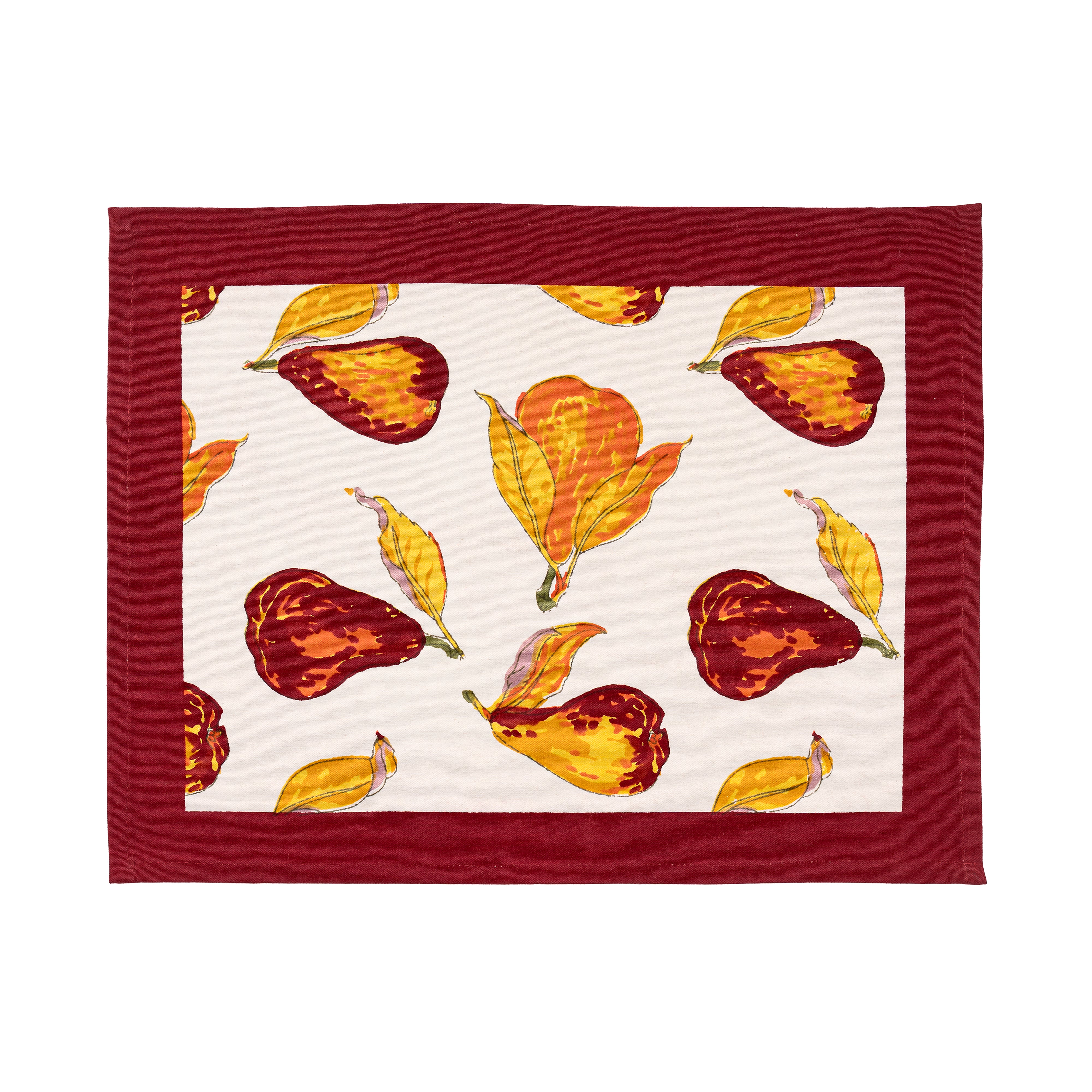 Orchard Pear Mats in Burgundy, Set of 6