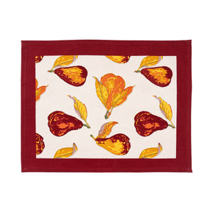 Orchard Pear Mats in Burgundy, Set of 6