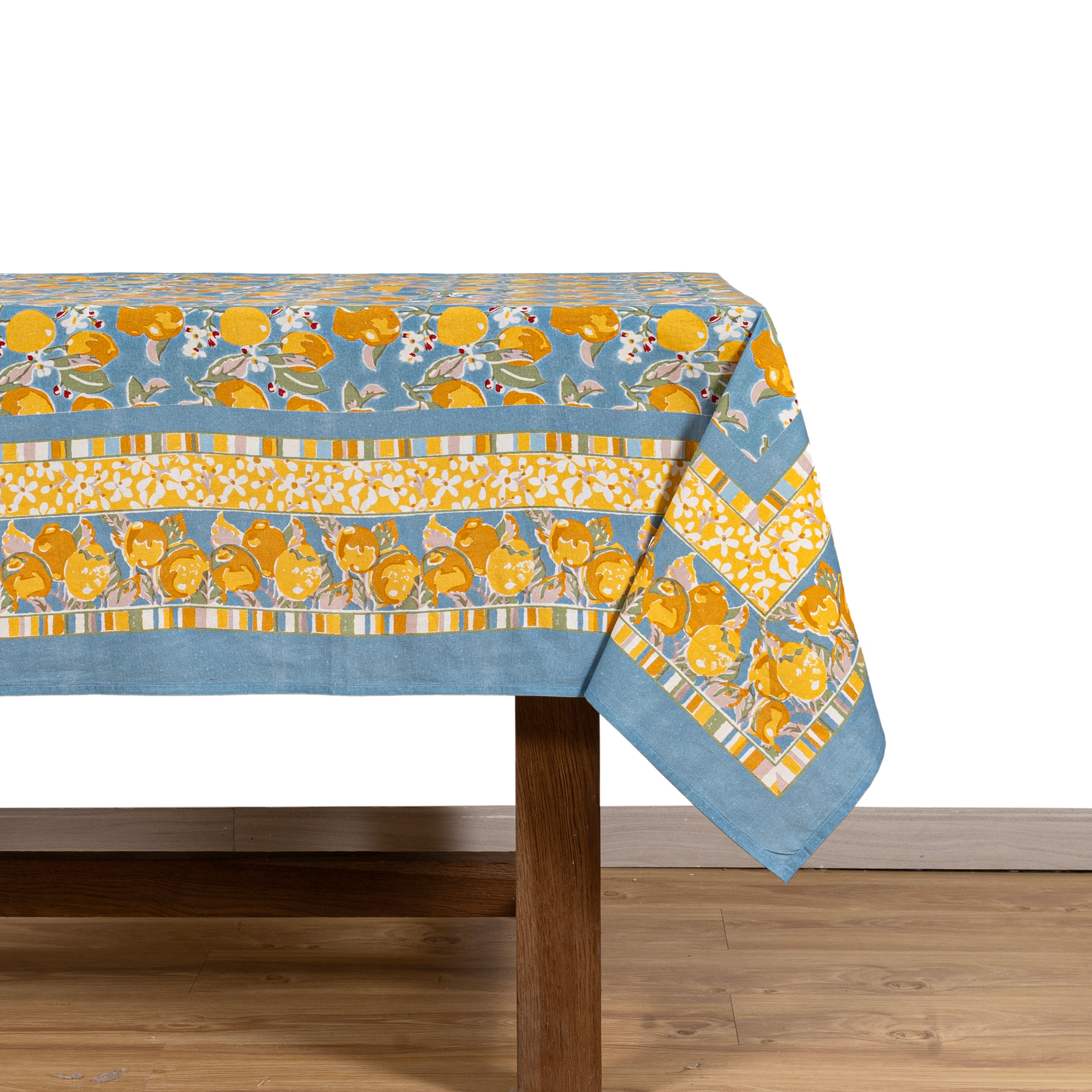 Citron Tablecloth in Bleu & Yellow