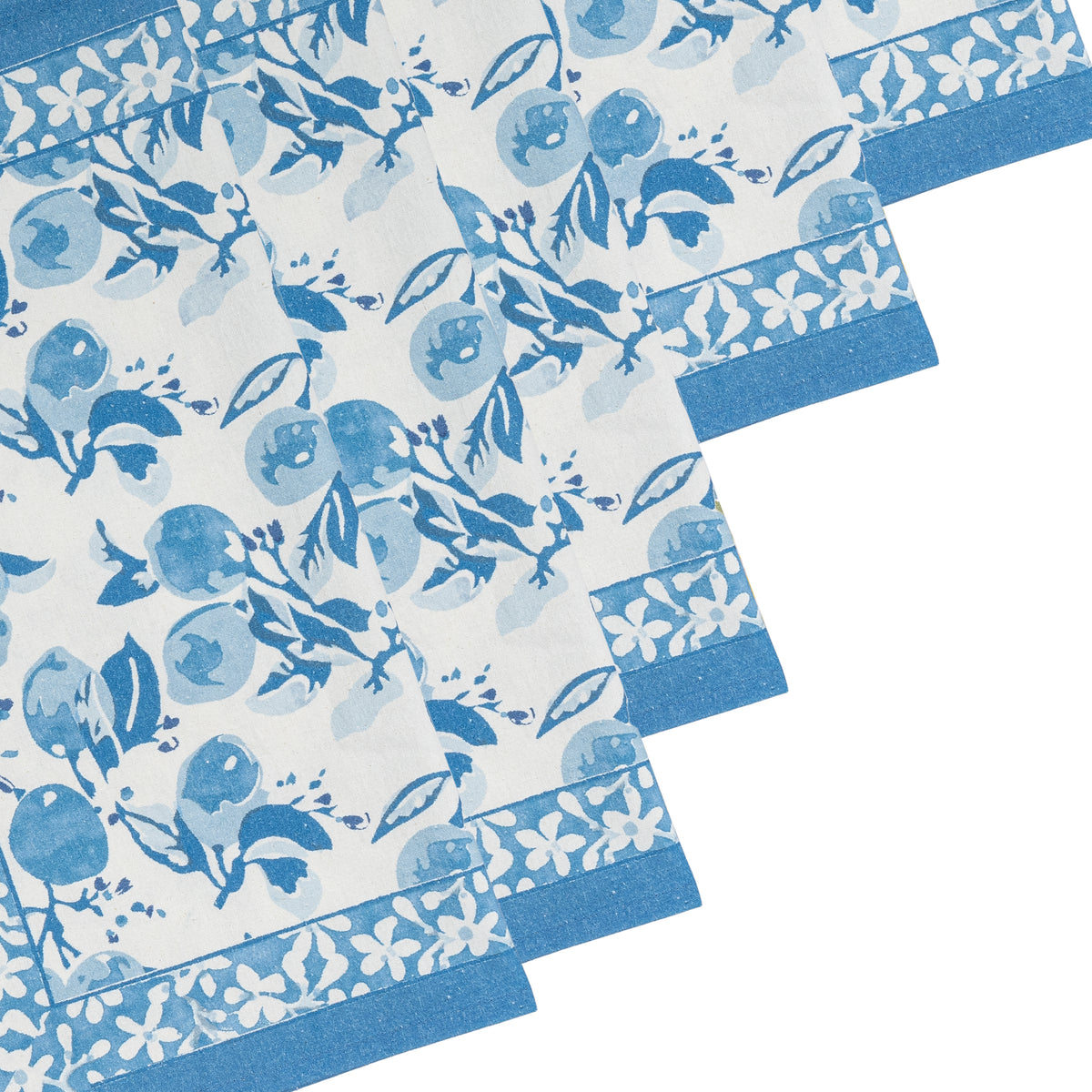 Citron Napkins in Bleu, Set of 6