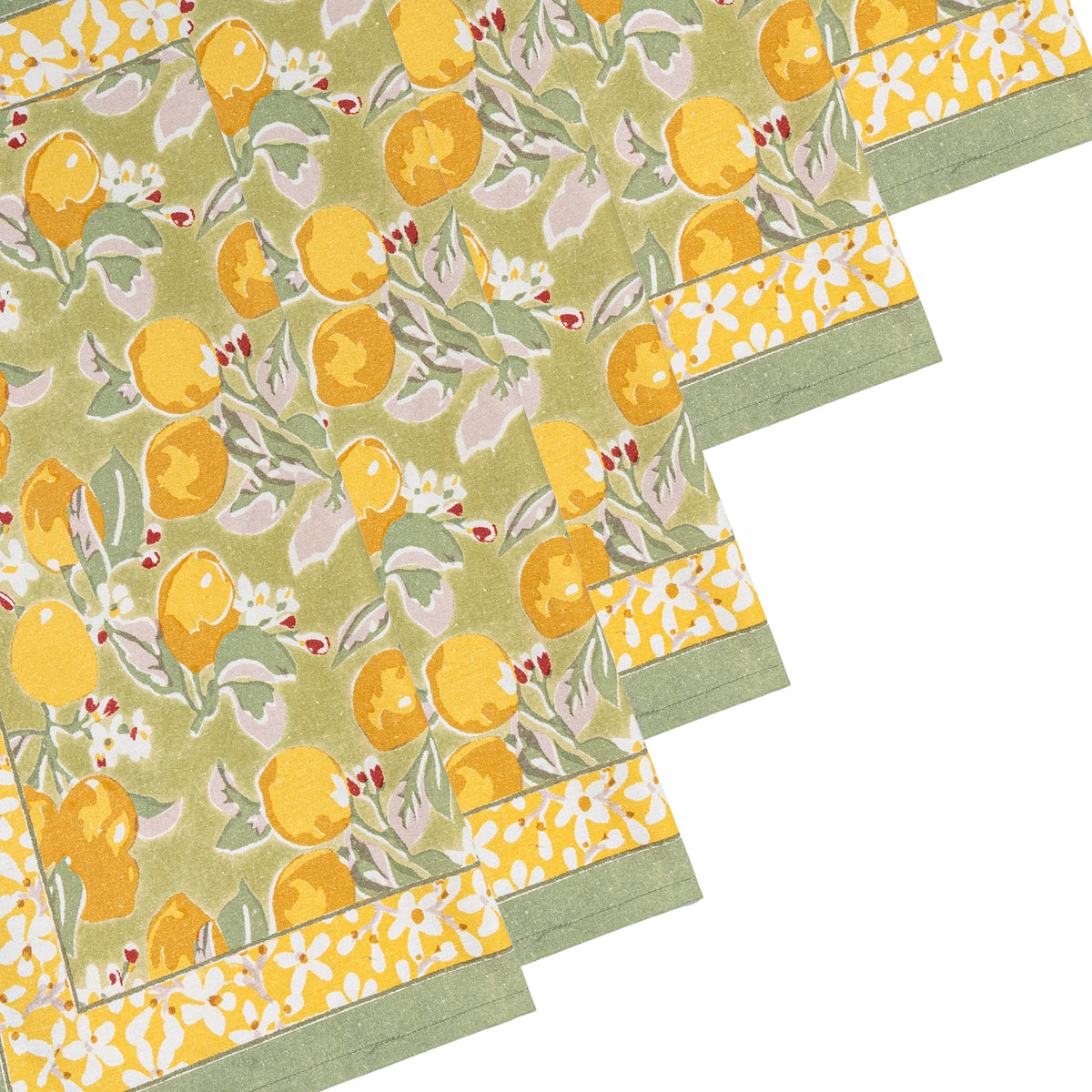 Citron Napkins in Vert & Yellow, Set of 6