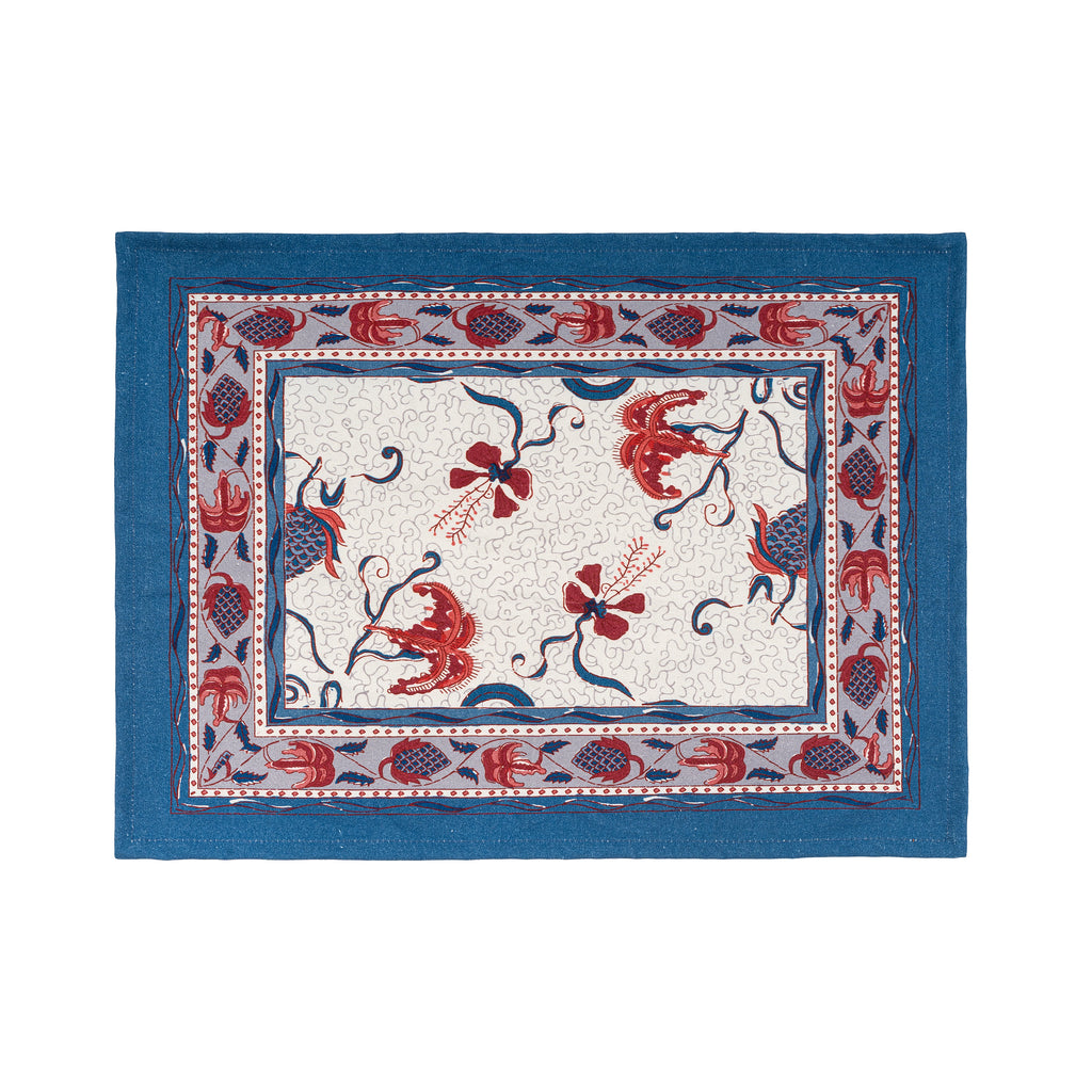 Fleur Des Indes Mats in Blue & Red, Set of 6