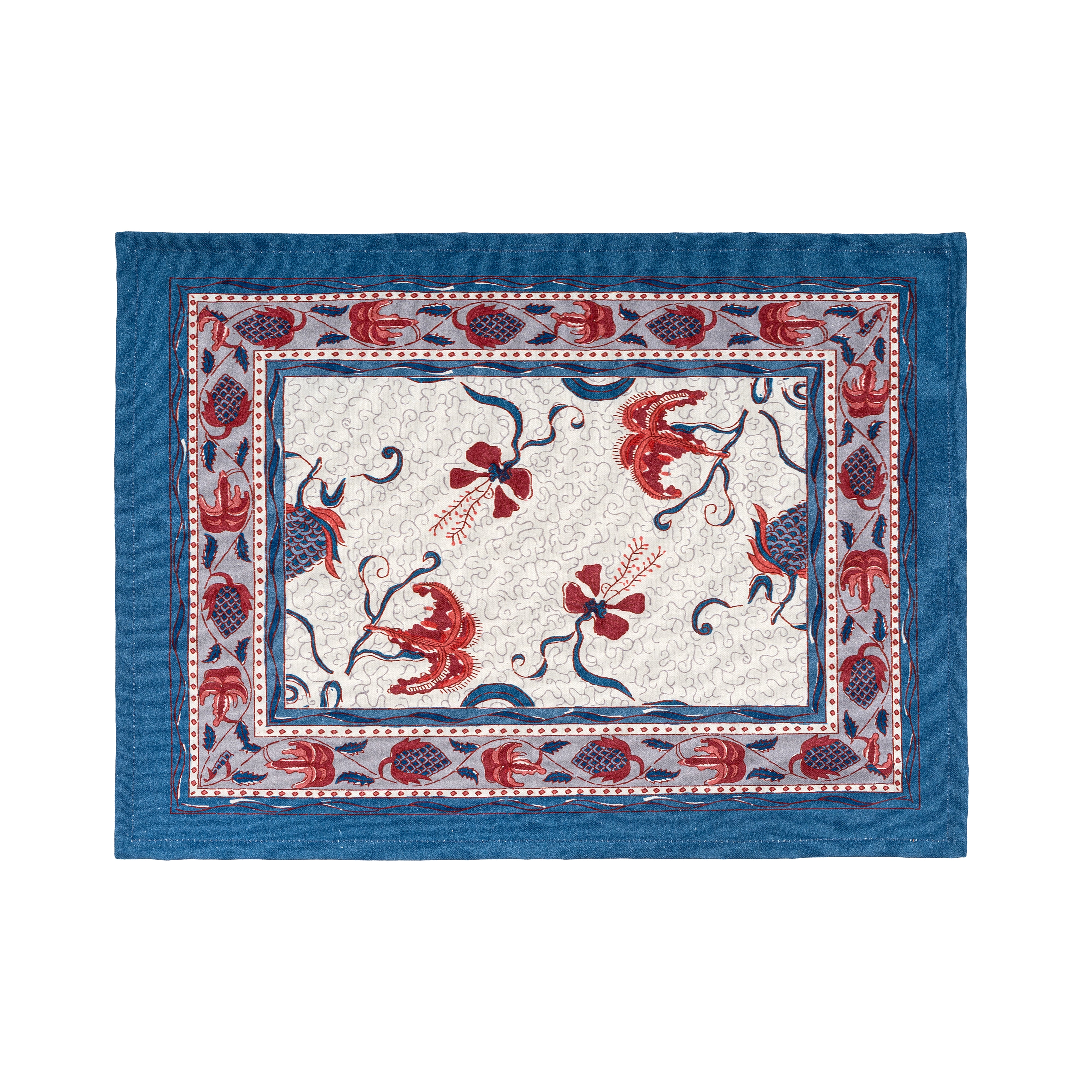 Fleur Des Indes Mats in Blue & Red, Set of 6