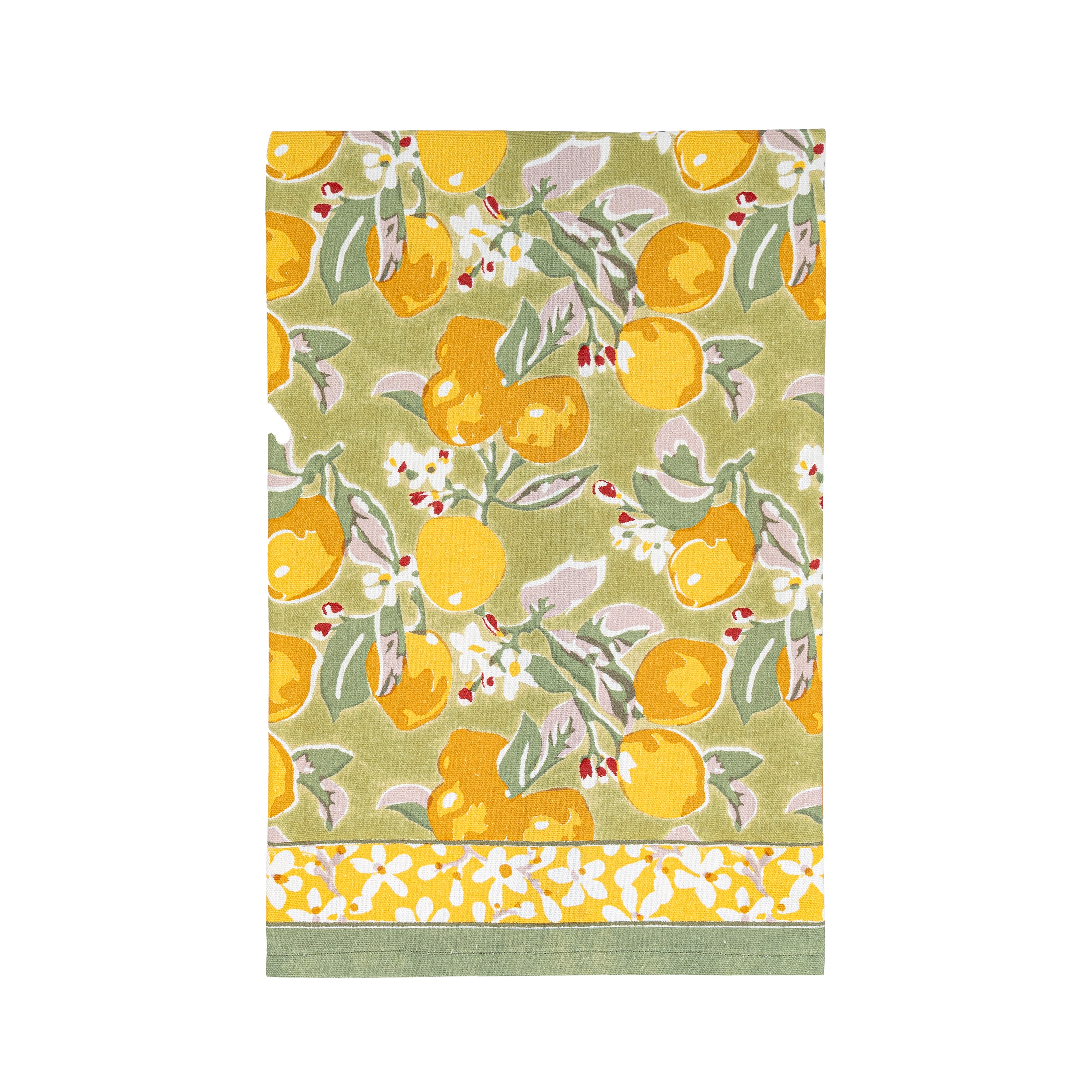 Citron Tea Towels in Vert & Yellow, Set of 3