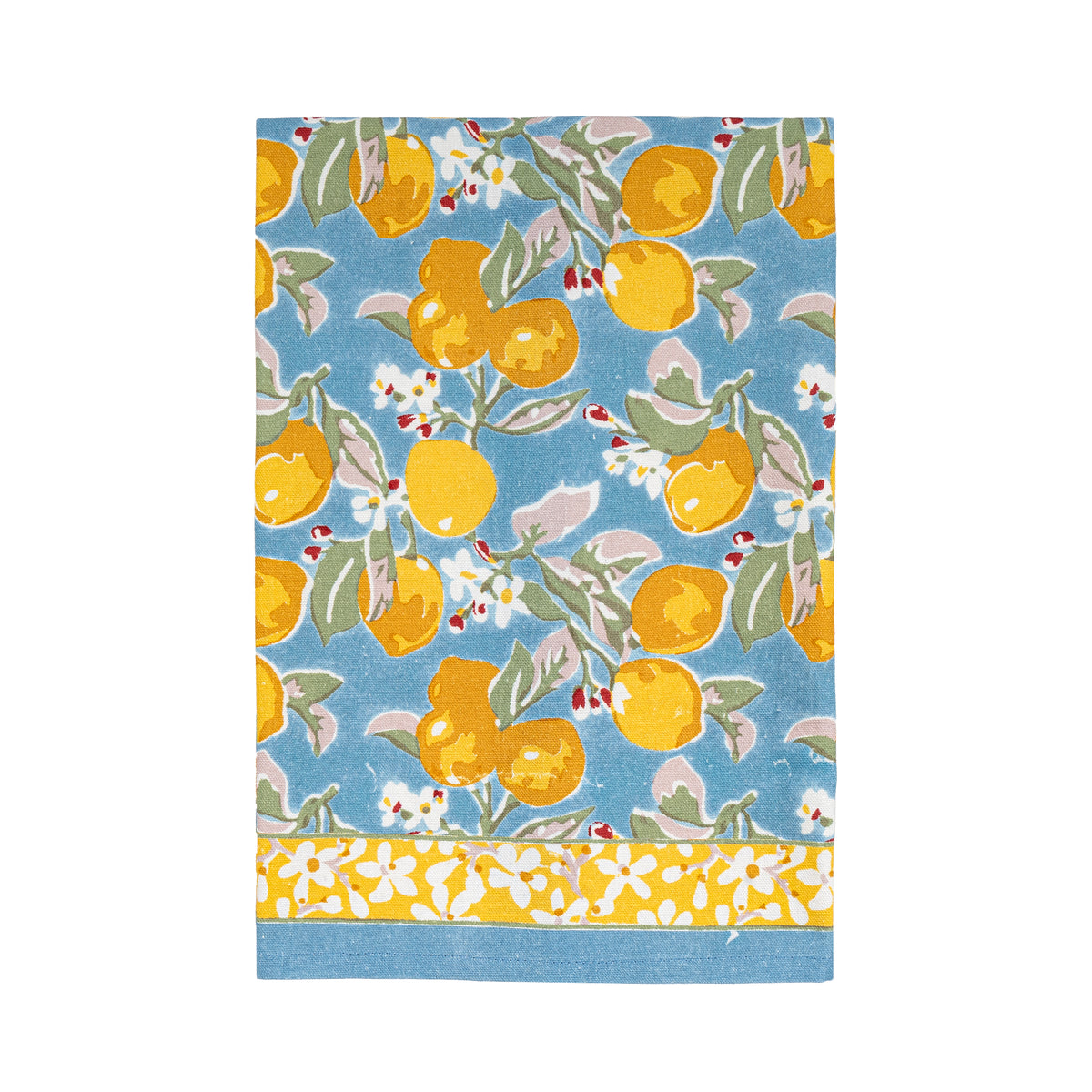 Citron Tea Towels in Bleu & Yellow, Set of 3