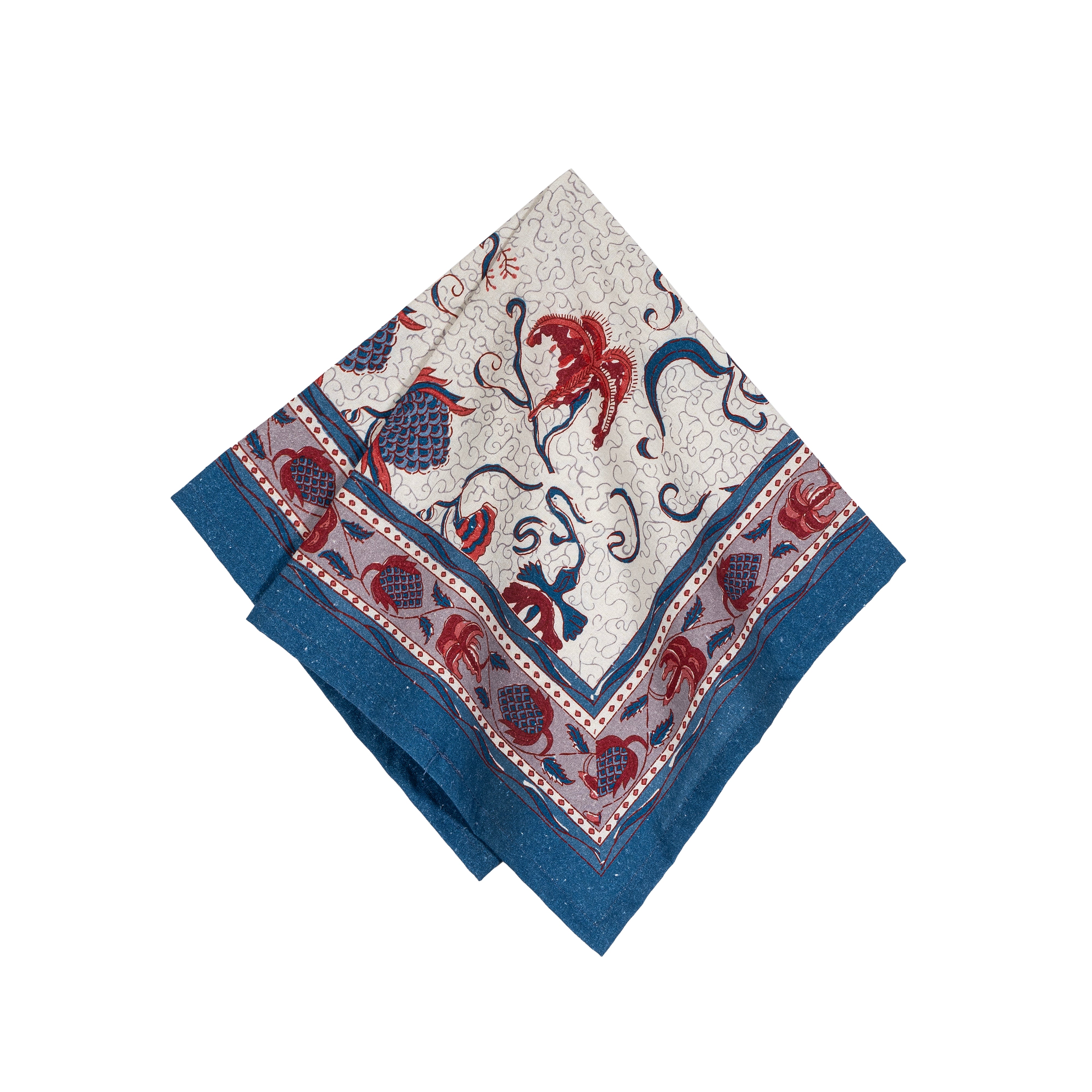 Fleur Des Indes Napkins in Blue & Red, Set of 6