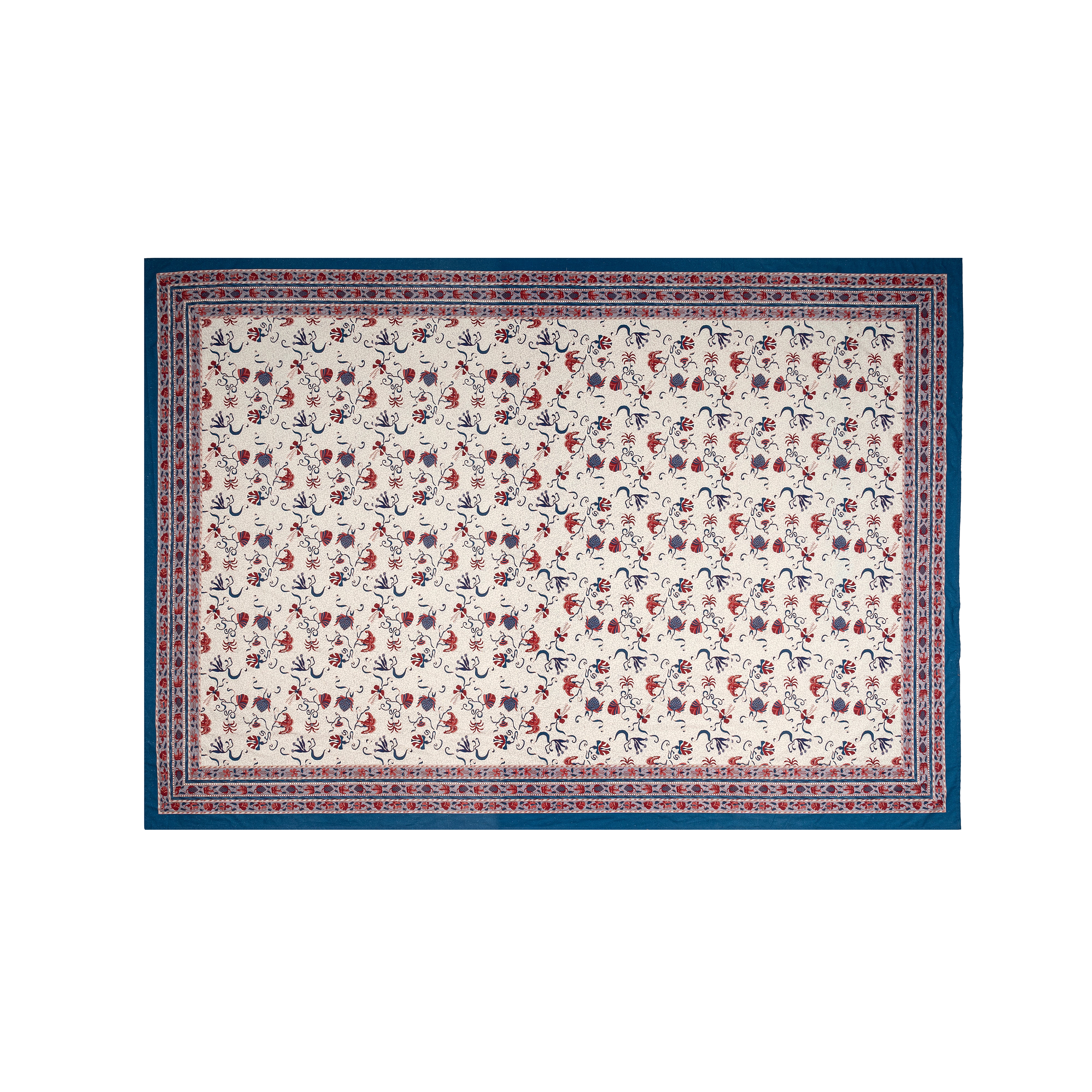 Fleur Des Indes Tablecloth in Blue & Red